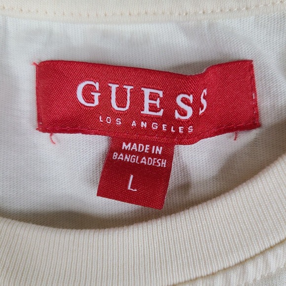 Guess Los Angeles T-Shirt Mens Large Beige Long Sleeve Embroidered Cotton‎ - Picture 5 of 13